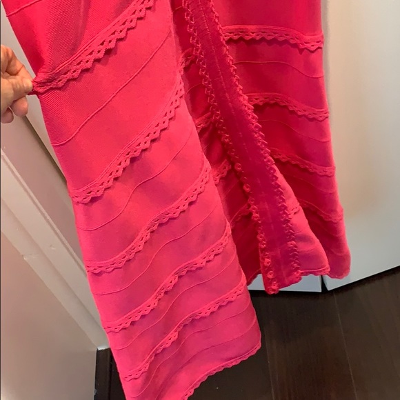 Herve Leger Hot Pink Long Gown Size Small - Picture 8 of 9